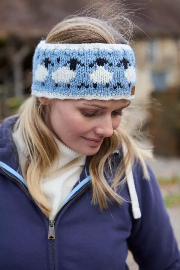 Merino Sheep Headband Blue