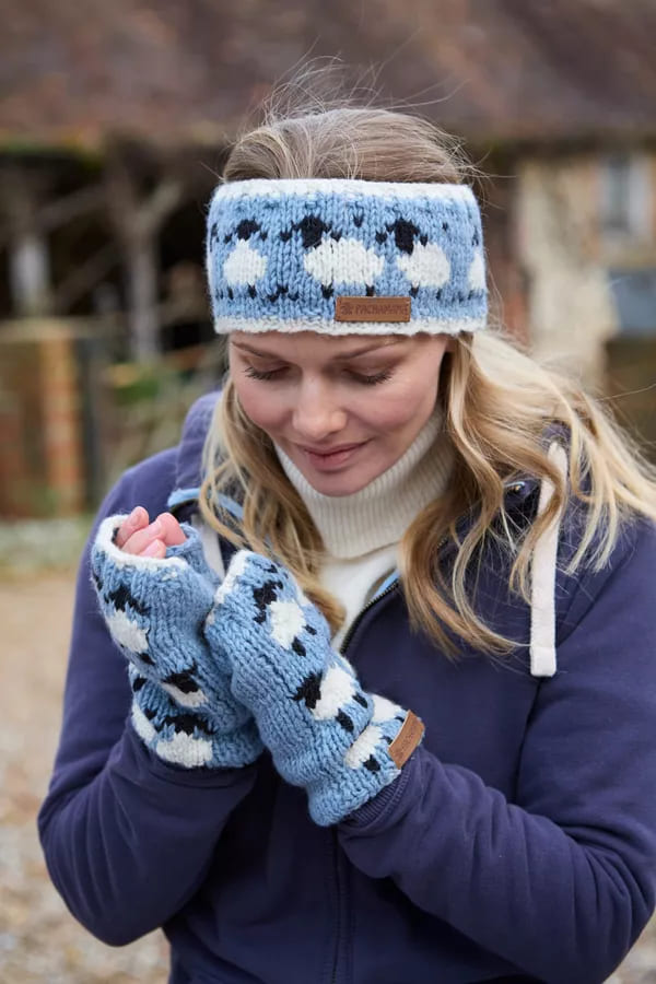 Merino Sheep Headband Blue
