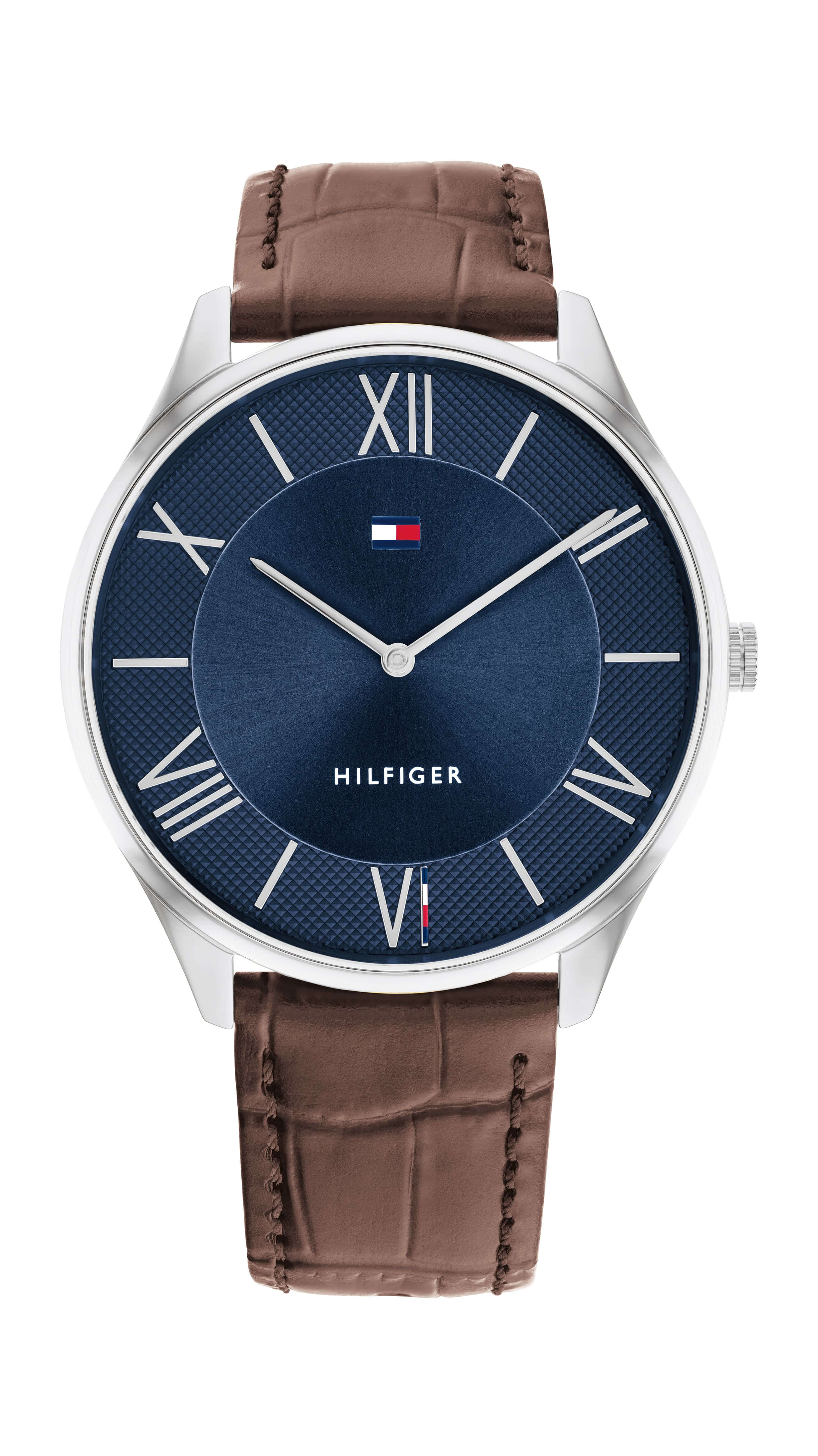 Blue Dial Brown Leather Strap Gents Watch