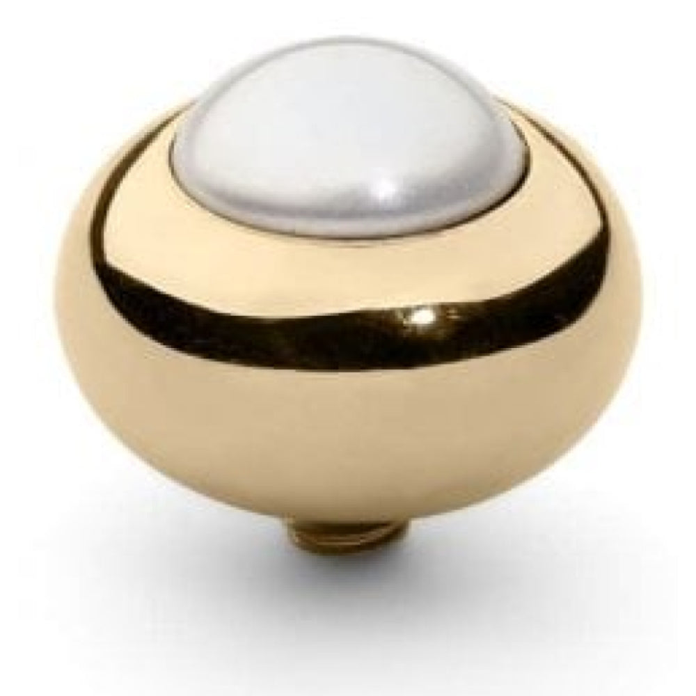 Famosa Gold 10mm Tondo Ring Top White Pearl