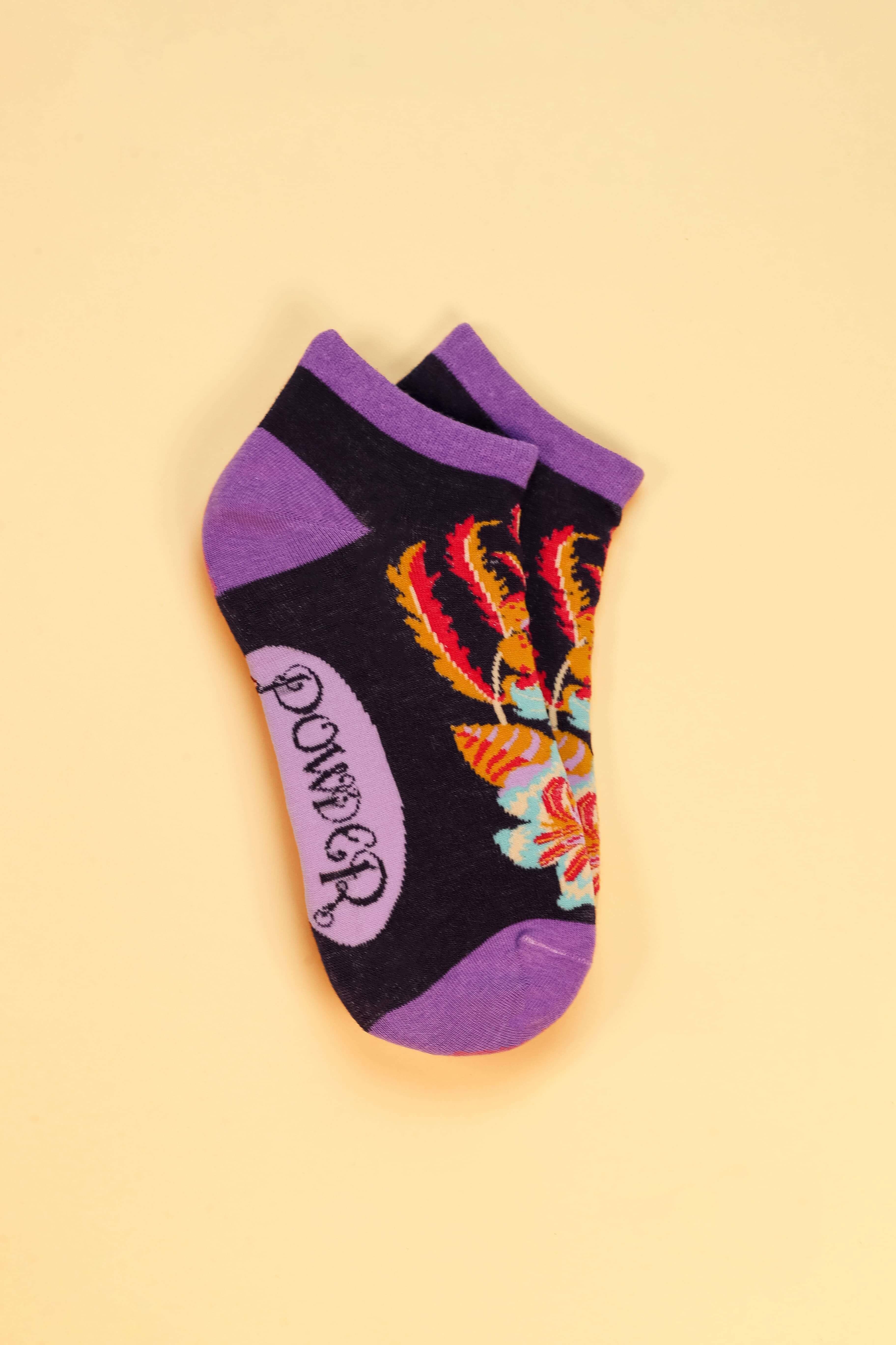 Fantasy Floral - Navy Trainer Socks