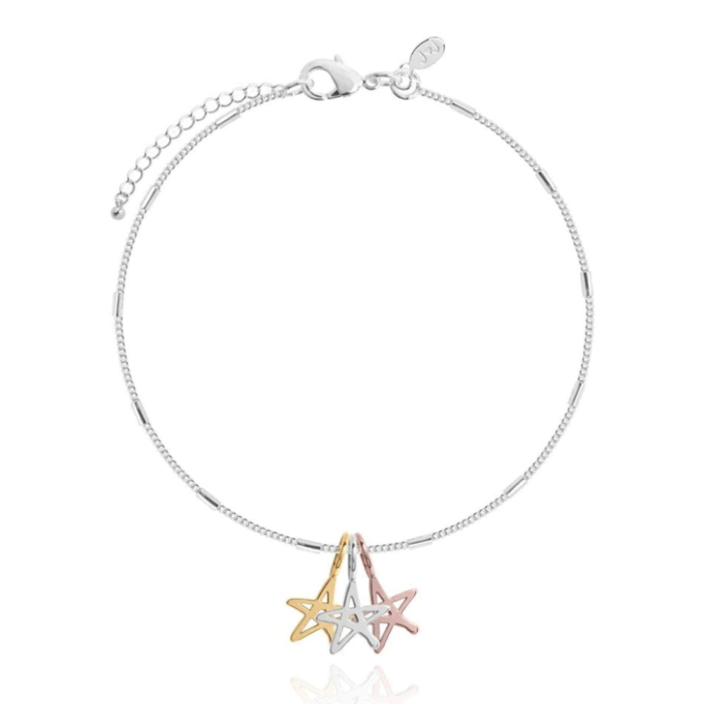 Florence Outline Star Bracelet - Silver Rose Gold Yellow Gold - 18cm +3cm Extender
