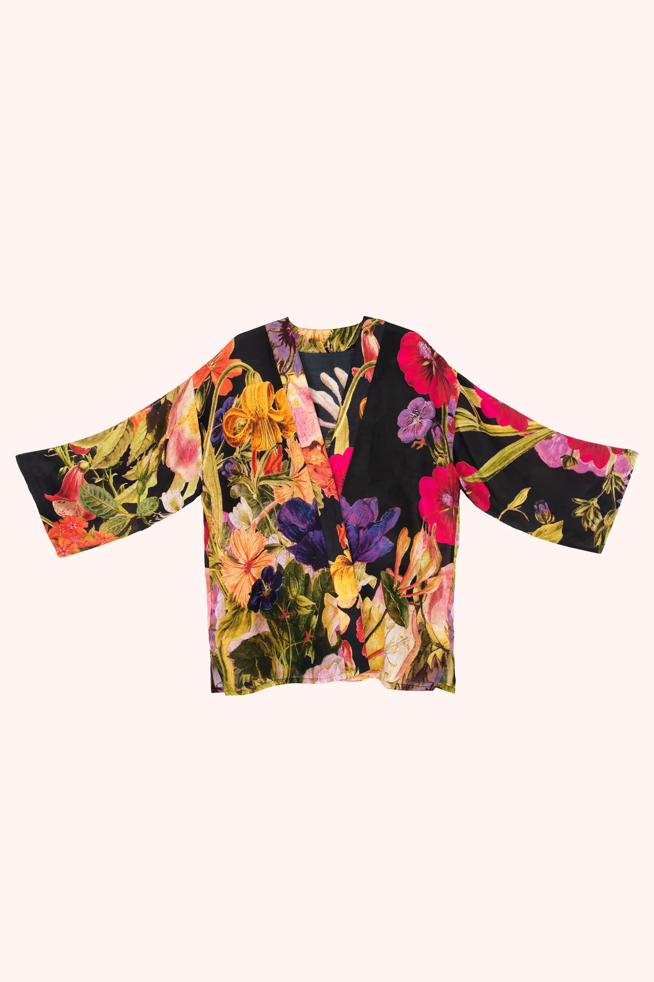 Mid-Length Kimono - Midnight Posy