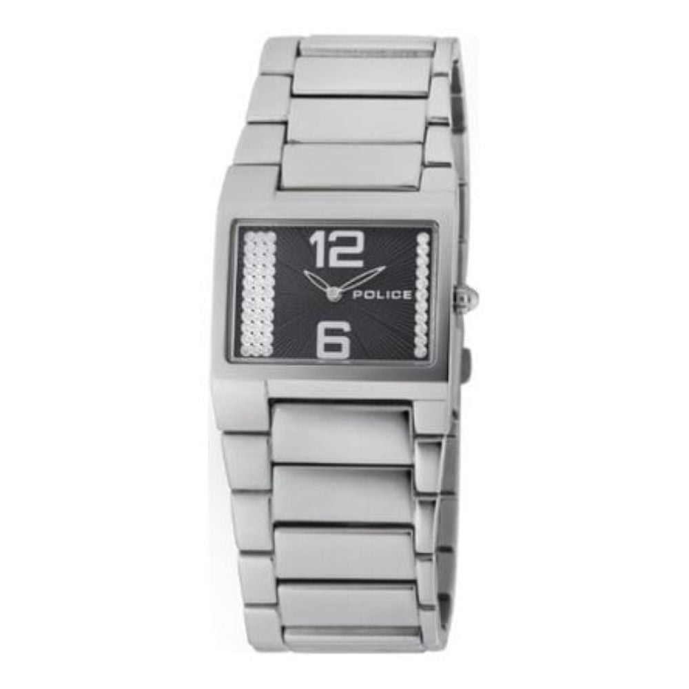 Stainless Steel Black Stone Set Dial & Bracelet Strap Vanity Ladies Watch