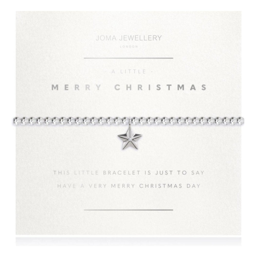 Facetted A Little - Merry Christmas - Silver- 17.5cm Stretch Bracelet