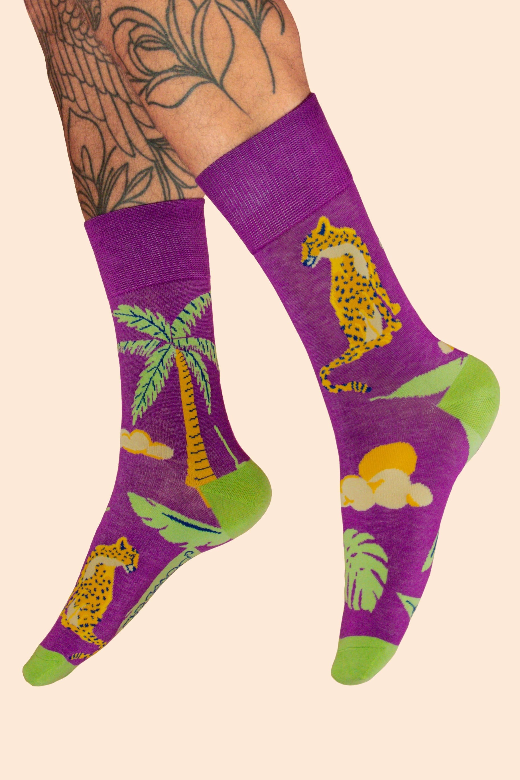 Chilled Cheetah Men's Socks- Lavender