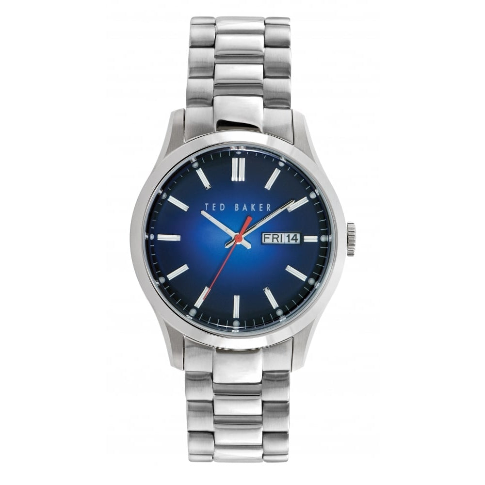 Chrome Stainless Steel Blue Face Date Display Watch