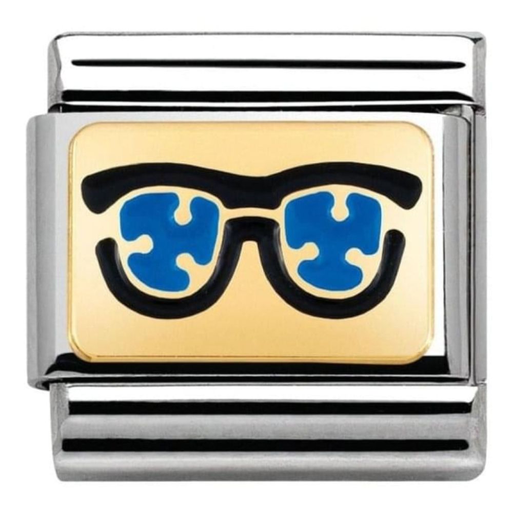 Classic Link In Stainless Steel With Blue Dots Glasses