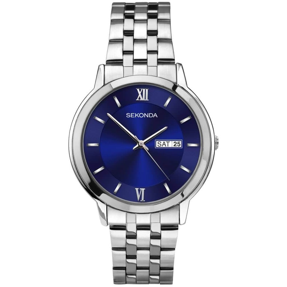 Stainless Steel Case With Blue Dial & Bracelet Strap Gents Watch