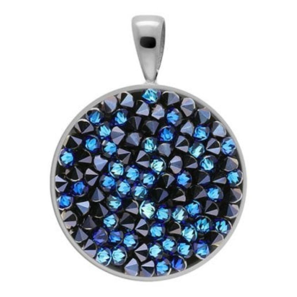 Pendant Tirano Small 20mm Bermuda Blue Crystals In Silver