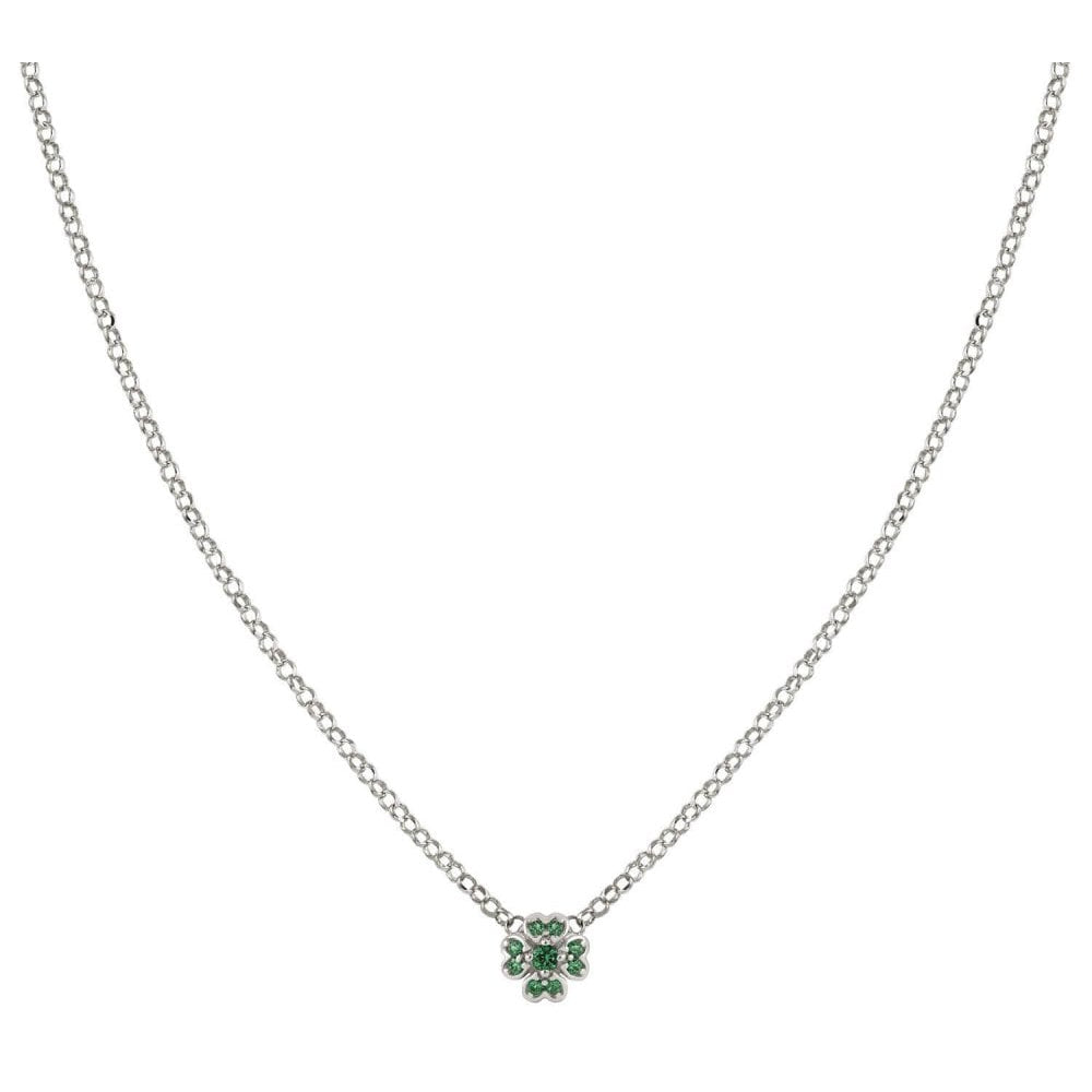 Gioie 925 Silver Necklace And Cubic Zirconia Colored (022_Silver Clover)