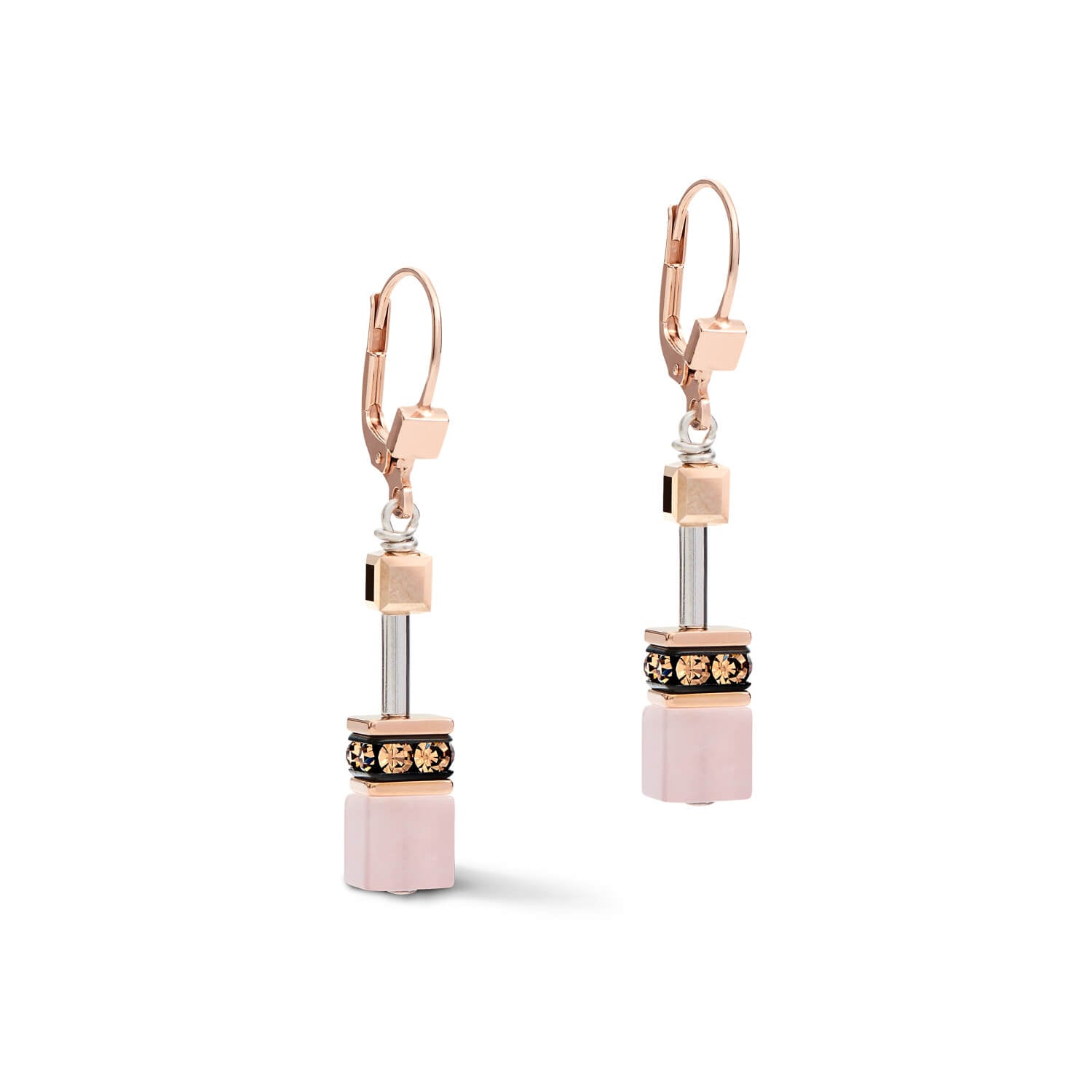 Swarovski Crystals & Gemstones Rose-Beige Geo Cube Pierced Earrings