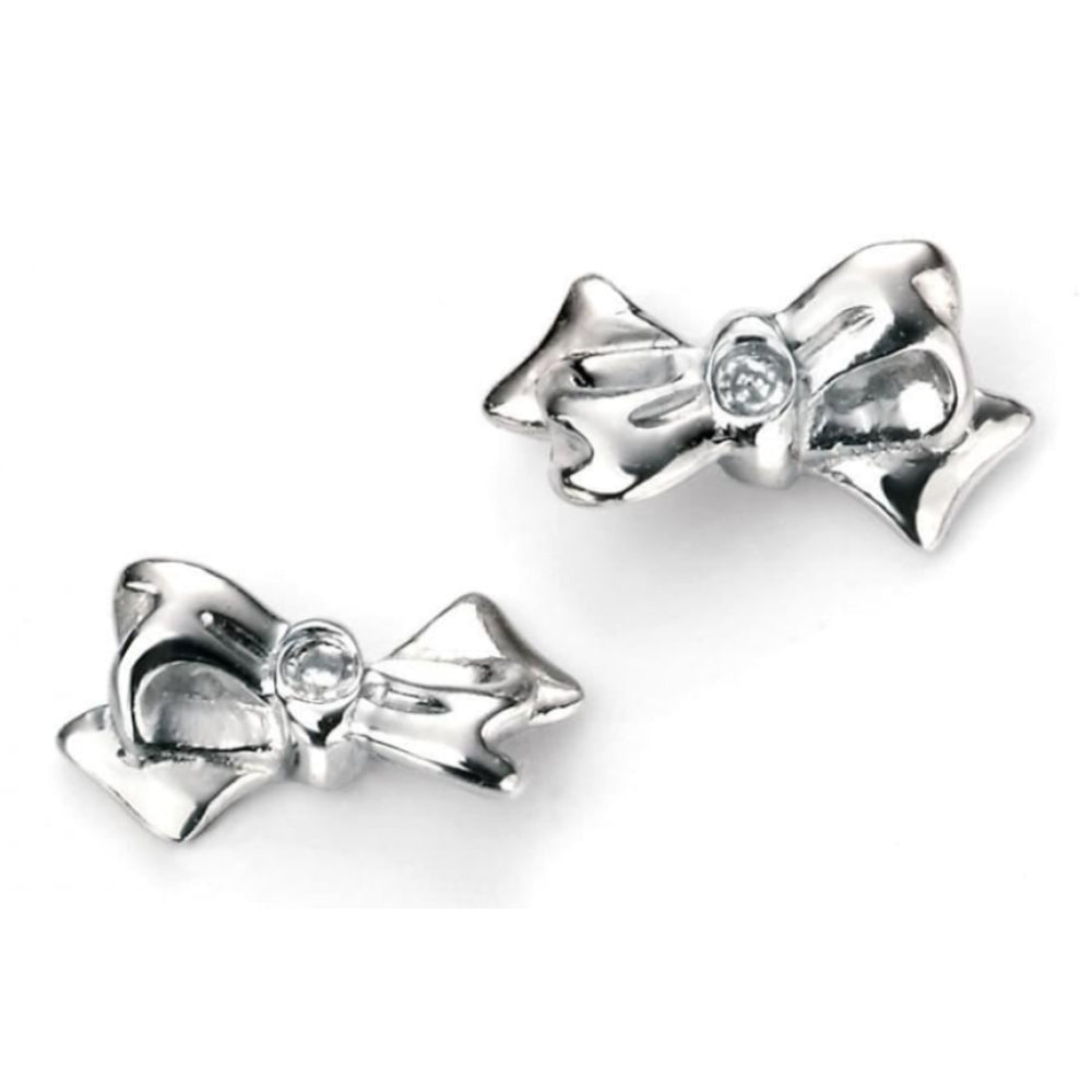 Girl's Silver Bow Earrings