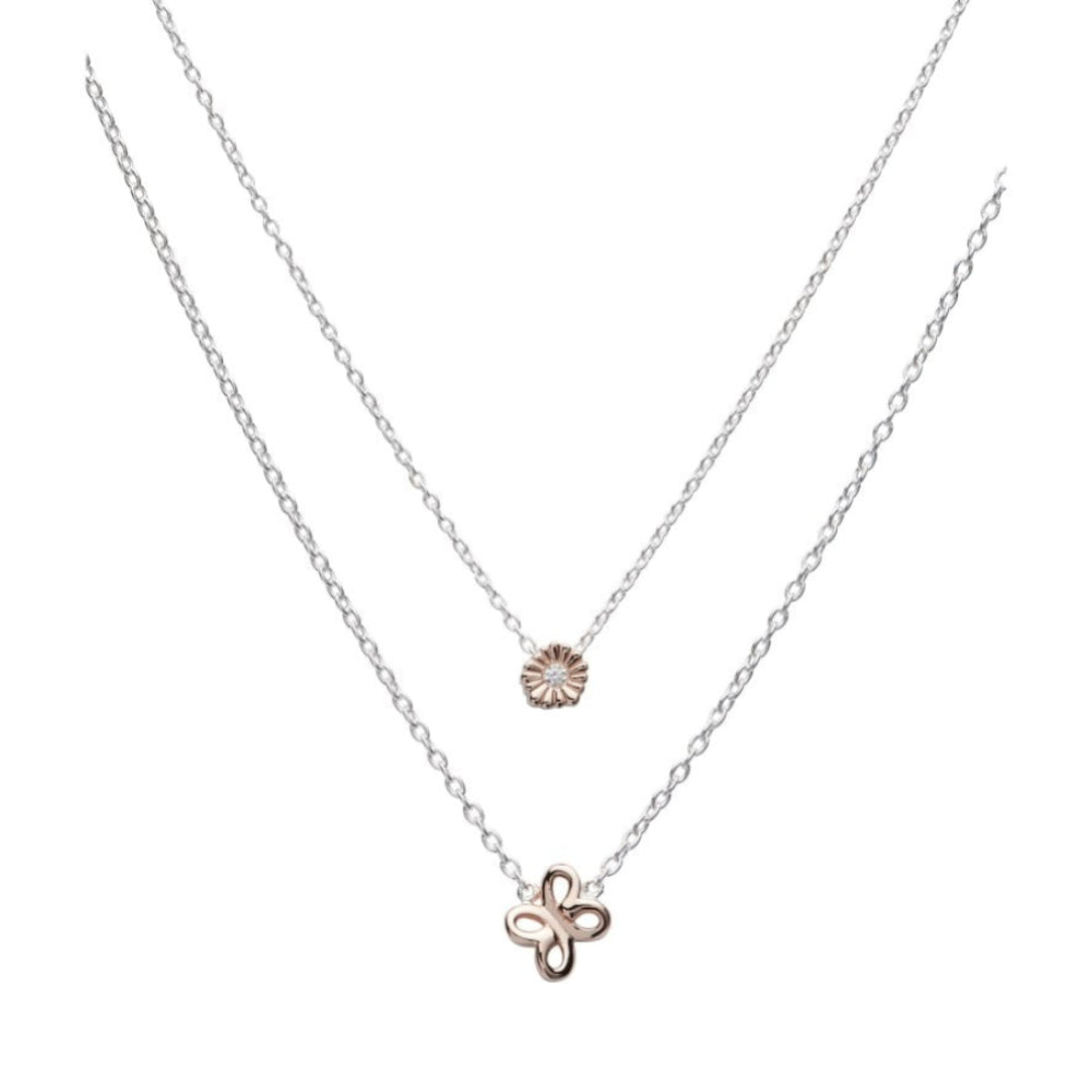 Sterling Silver 925 Butterfly Necklace with Rose Gold Plating