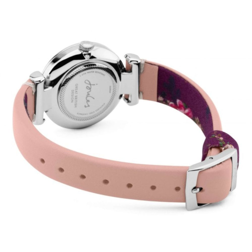 Pink Leather Strap Sliver Sunray Dial Ladies Watch