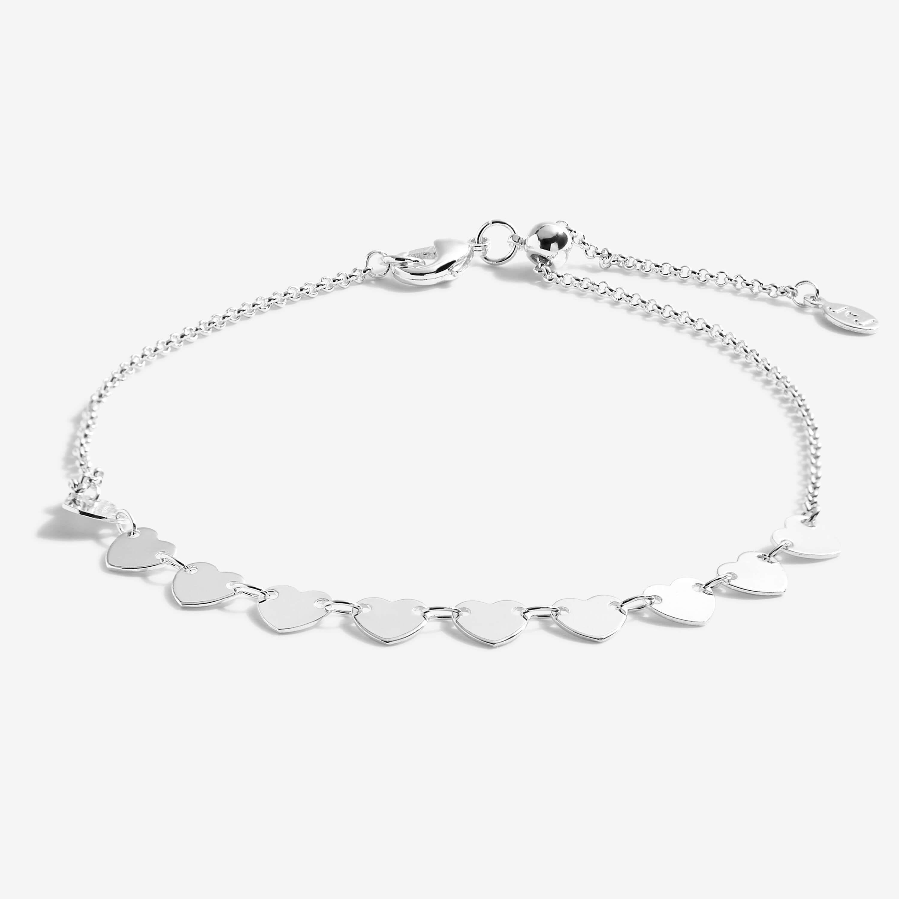 Anklet | Silver Heart Chain | Silver | 26cm Adjustable