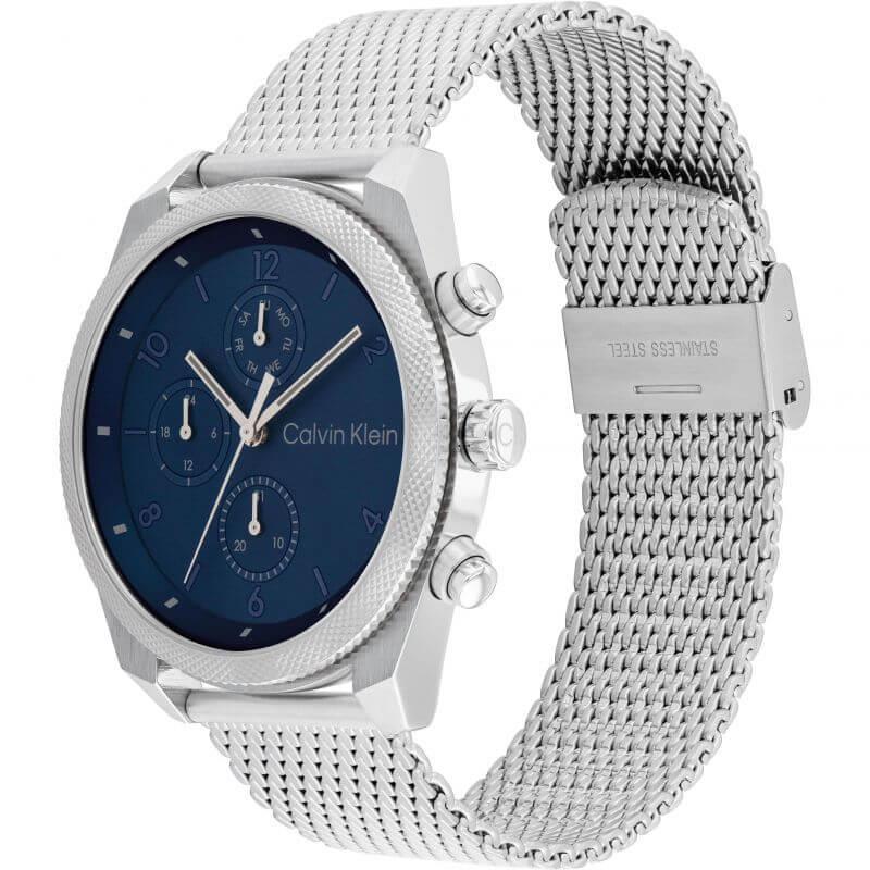 SS Blue Chronograph Dial With Mesh Strap Watch