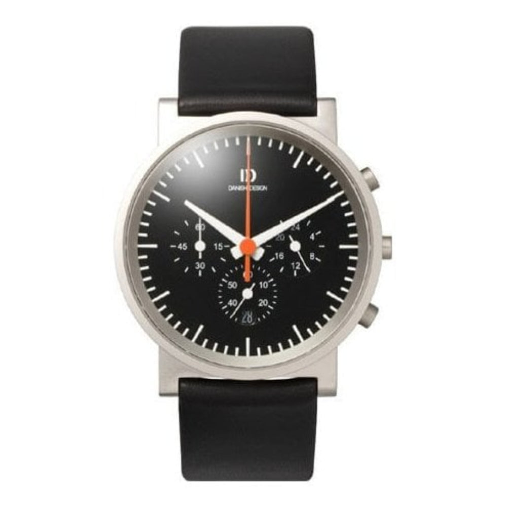 By Martin Larsen Chronograph Stainless Steel Black Leather Adjustable Strap Watch