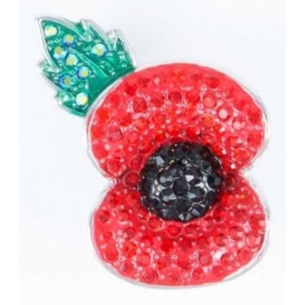Crystalised Red Poppy Brooch 15mm