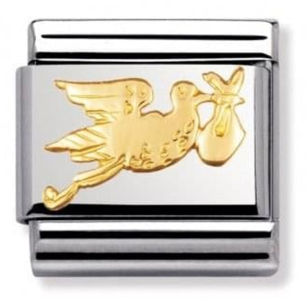 Classic Link In Stainless Steel With Gold Stork