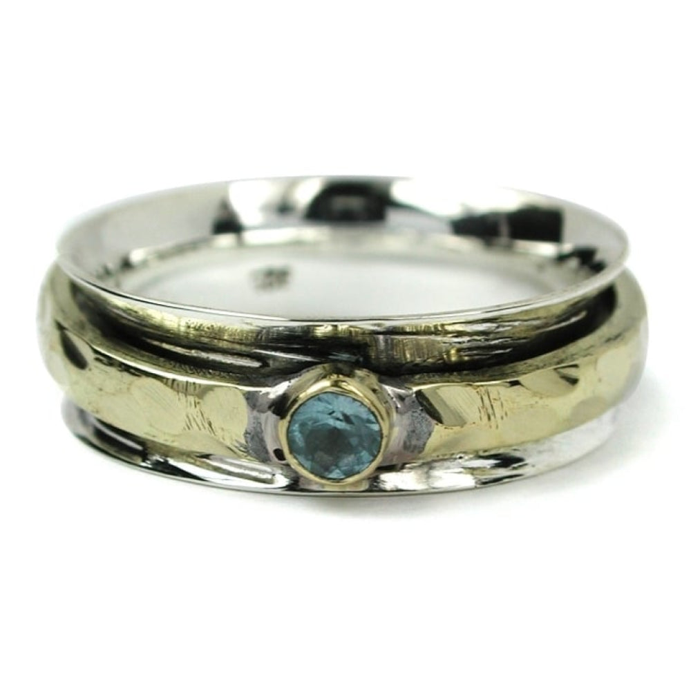 Blue Topaz/Silver Spinning Ring