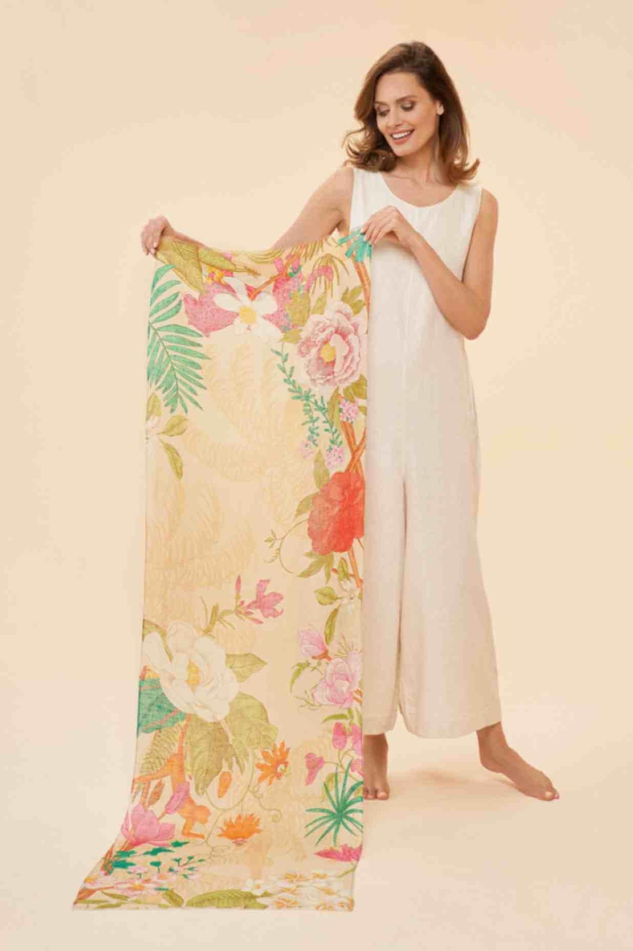 Tropical Flora and Fauna - Coconut Linen Scarf
