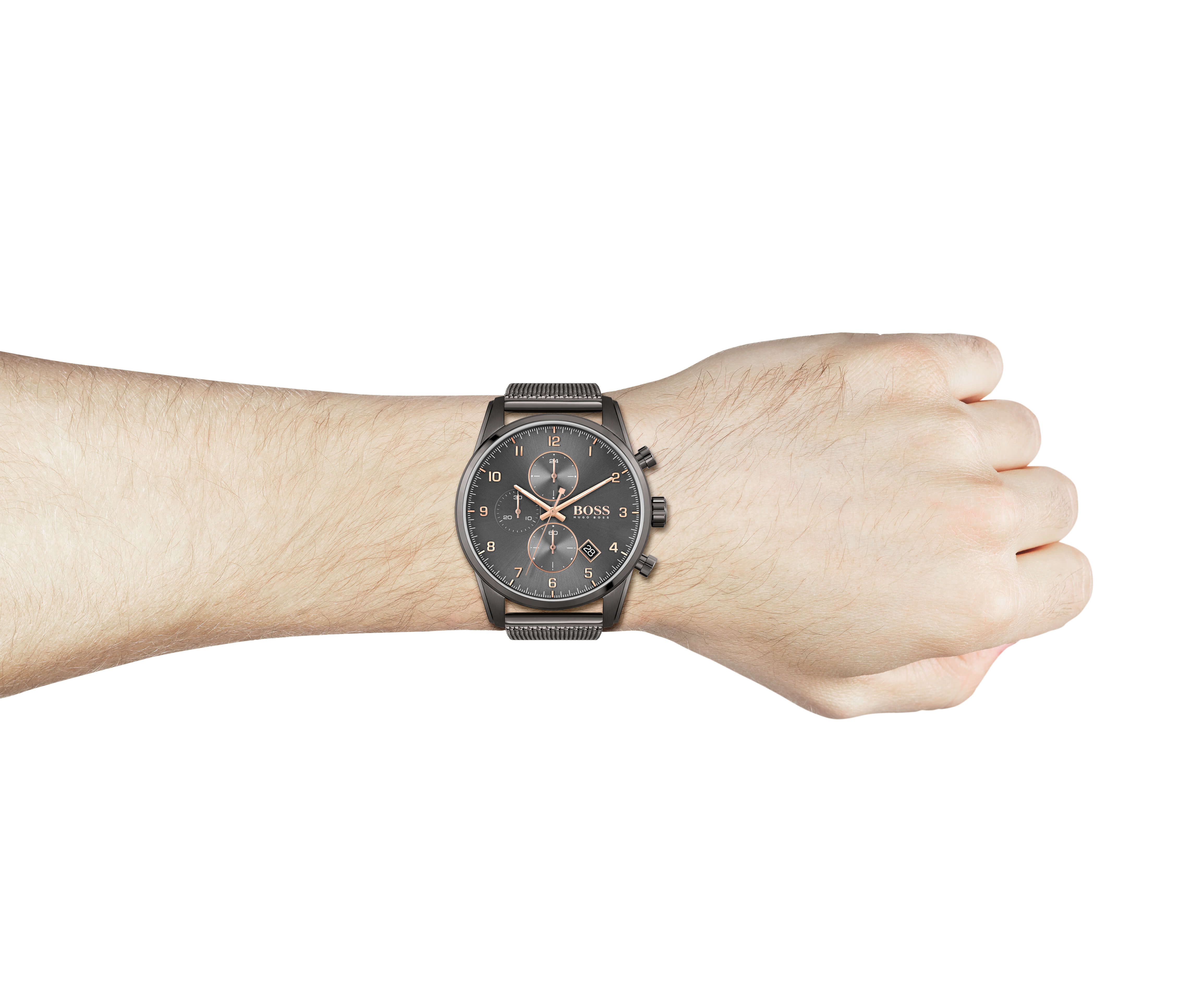 Skymaster Grey IP Case With Grey Chronograph Dial & Mesh Strap Gents Watch