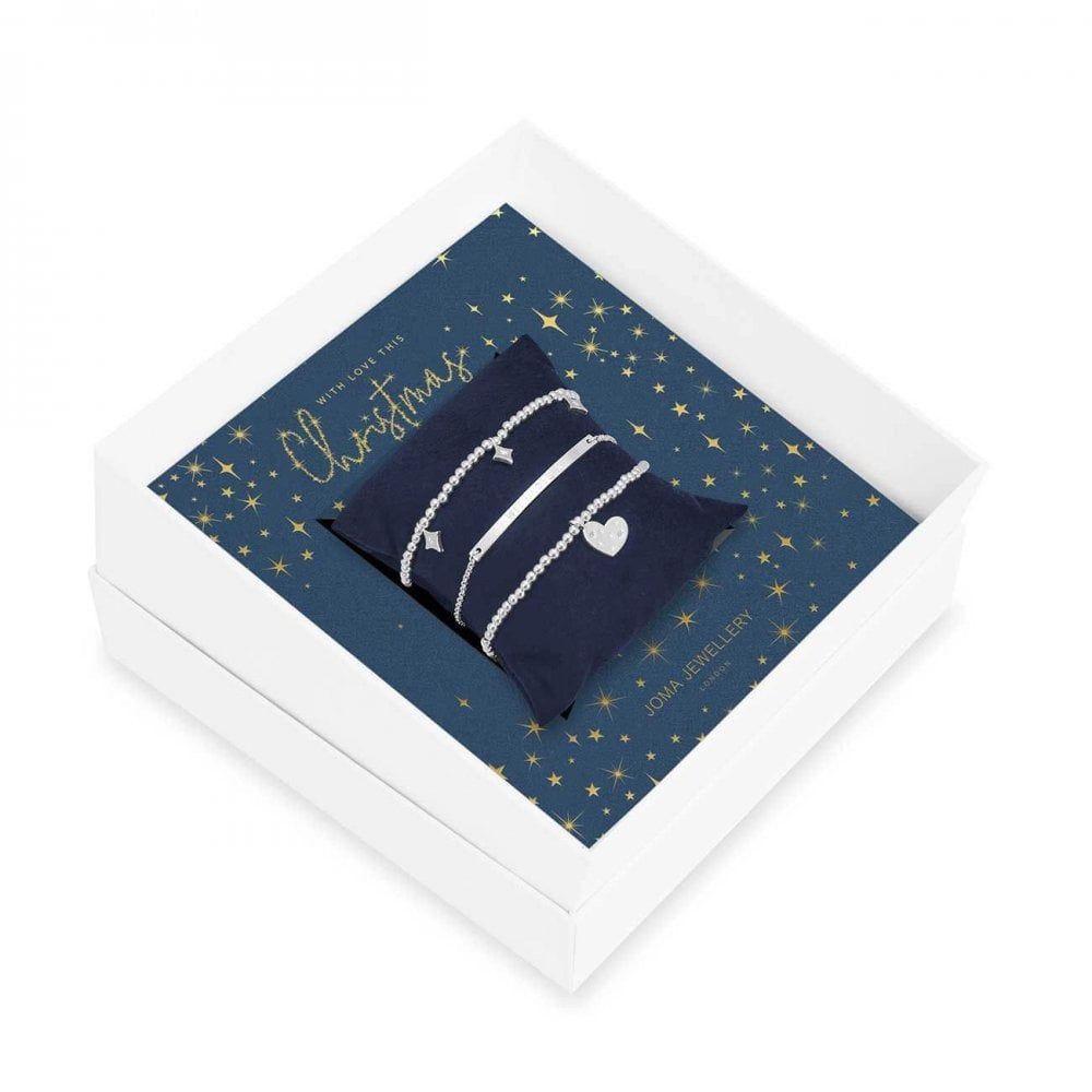 Occasion Gift Box | With Love This Christmas | Silver | Bracelets | X2 Bracelet 17.5cm Stretch X1 Bracelet 20cm