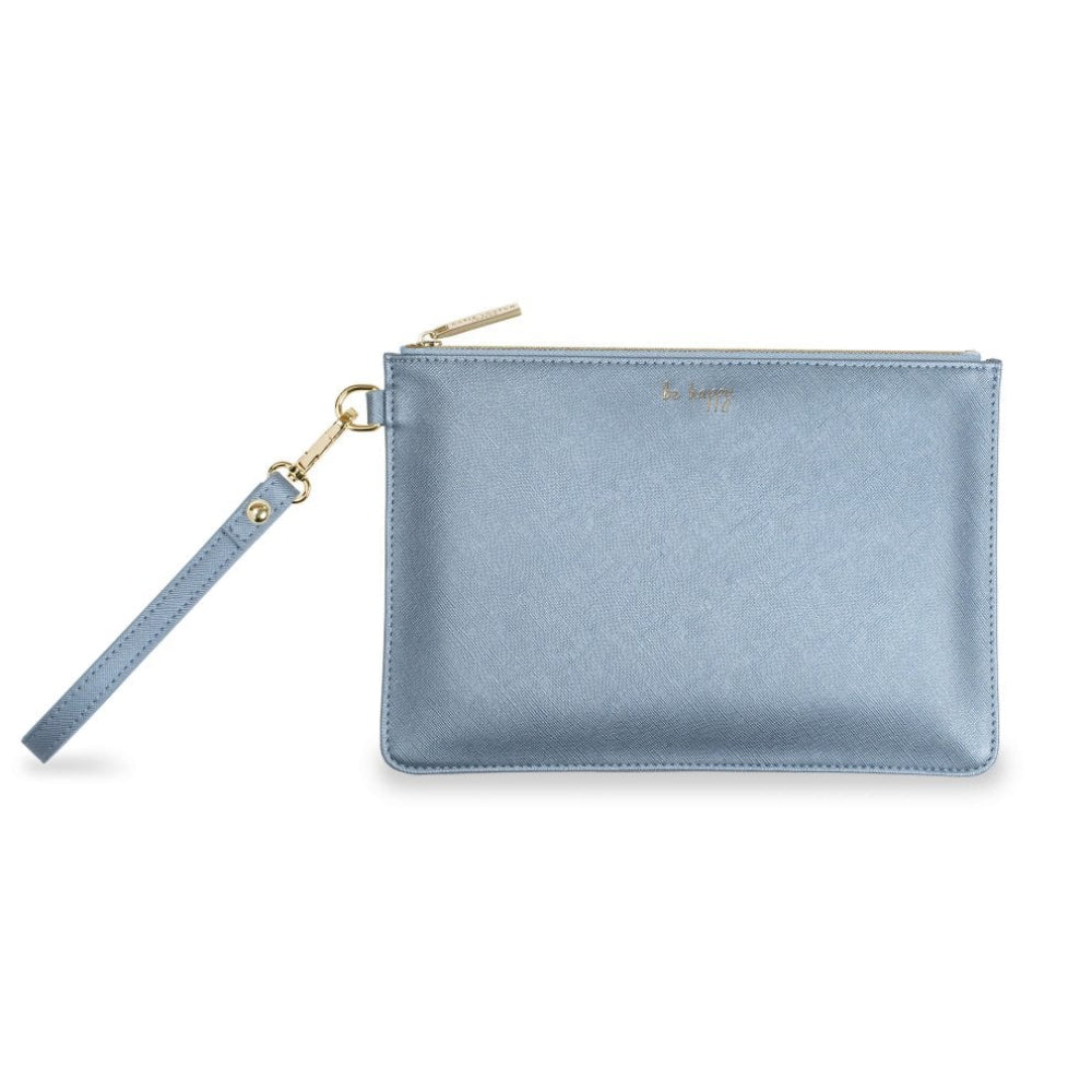 Secret Message Pouch - Be Happy - Metallic Blue - 16x24cm
