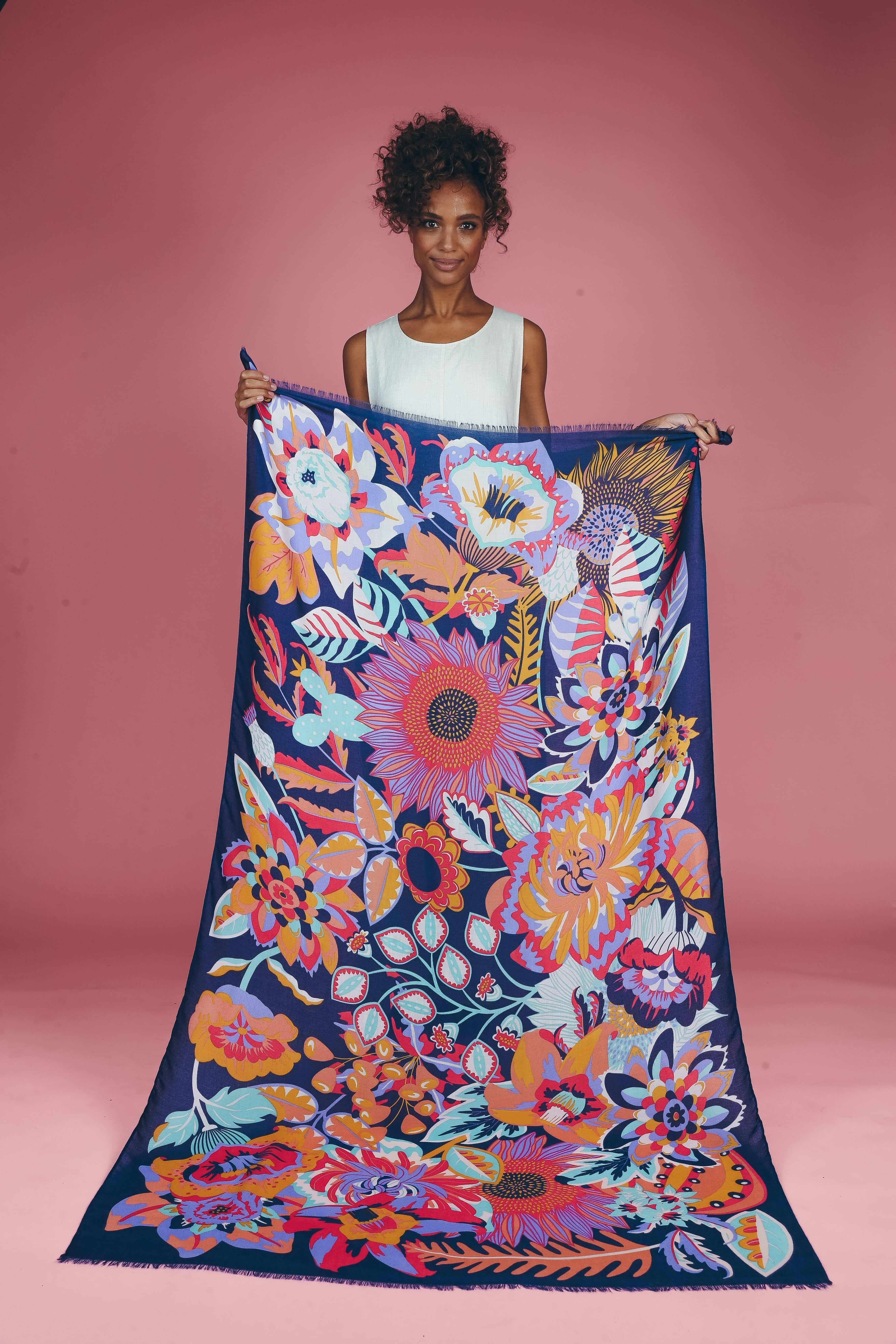 Print Scarf - Fantasy Floral Navy