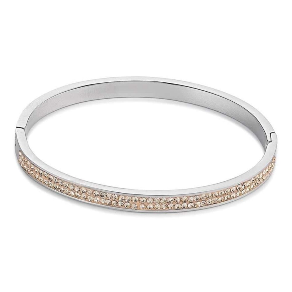 Bangle with Click Closure & Peach Swarovski Crystals