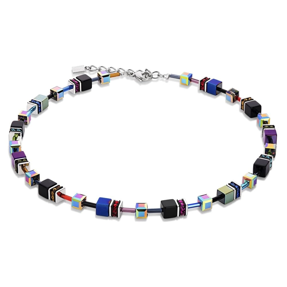 Black and Multi Colour Swarovski Geo Cube Bracelet, Earrings and Necklace Set