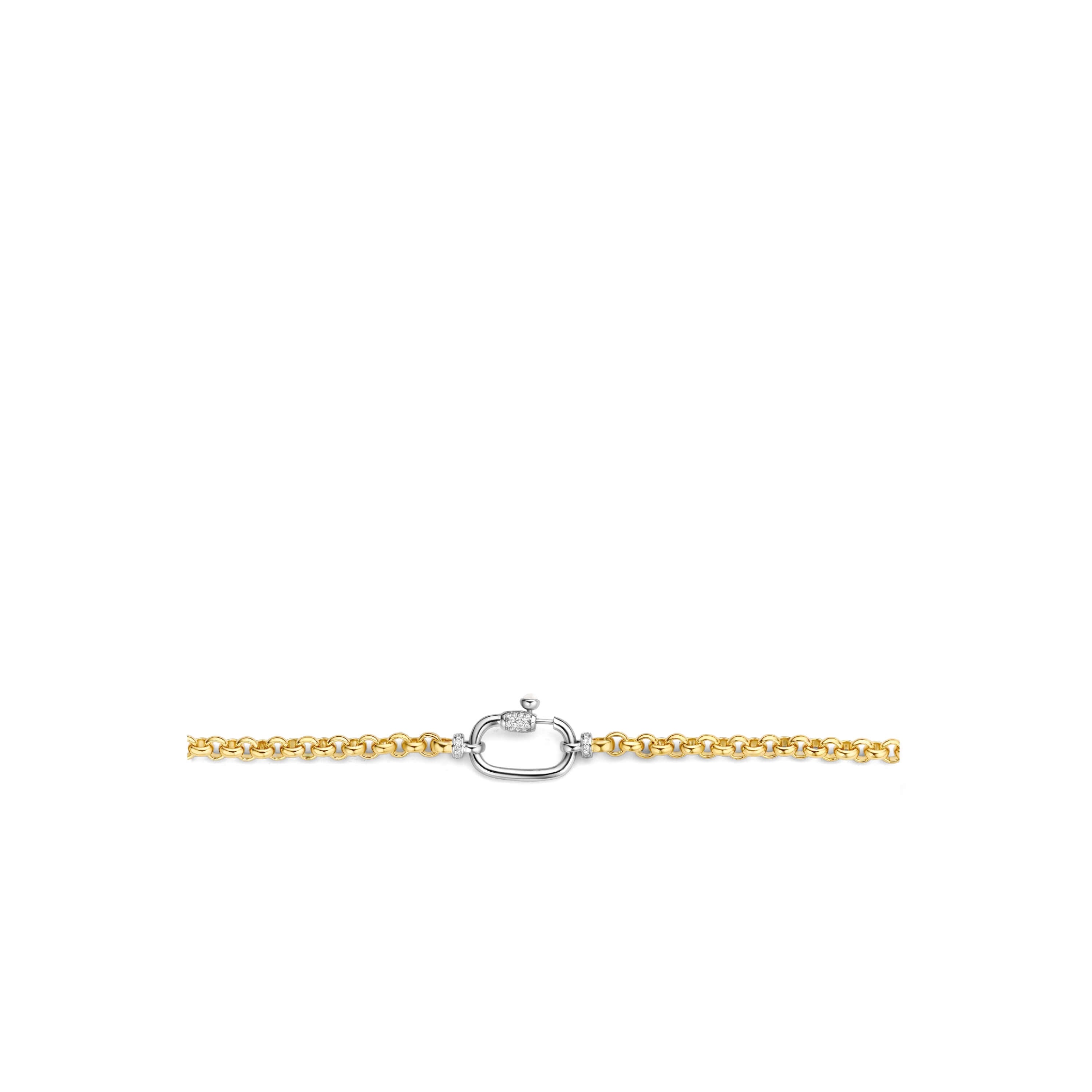 CZ & MOP Stones With Gold Plated Links Chain Necklace