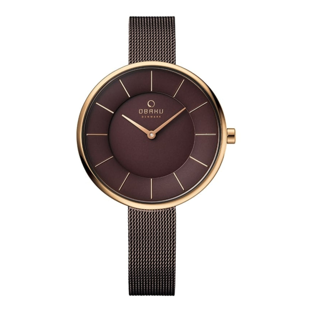 SAND - WALNUT Rose Gold Plated Stainless Steel Mesh Bracelet Watch