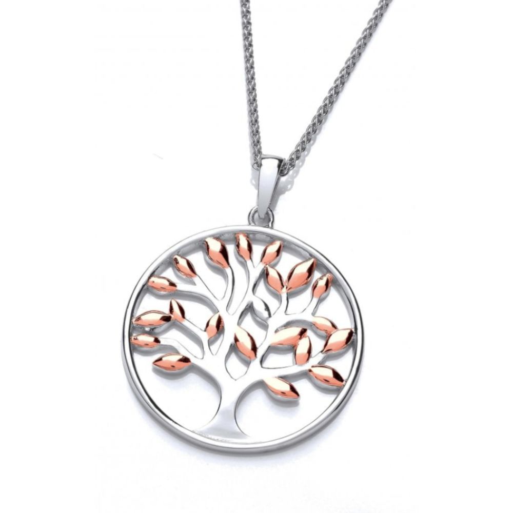 Silver & Rose Gold Tree Of Life Pendant