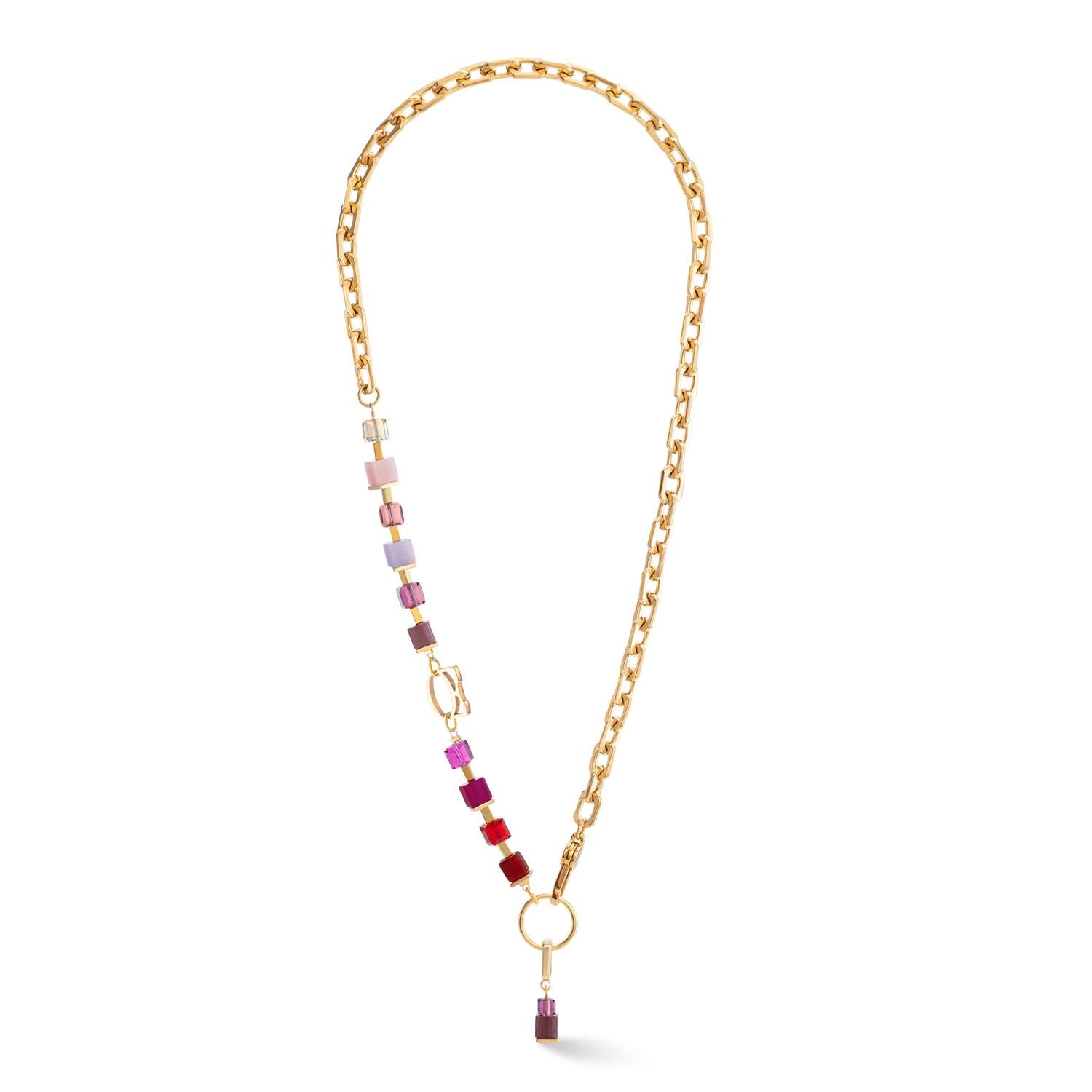 Cube Fusion Charm Gold-Red & Purple Necklace