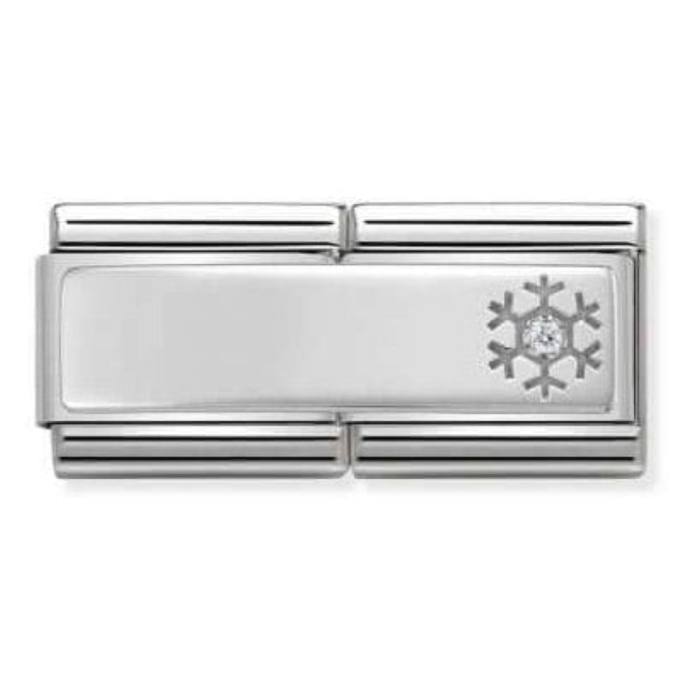 Classic Double Symbols Steel, CZ & 925 Silver Snowflake Link