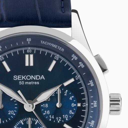 Racer Chronograph Blue Dial With Alloy Case & Blue Leather Strap Men's Watch