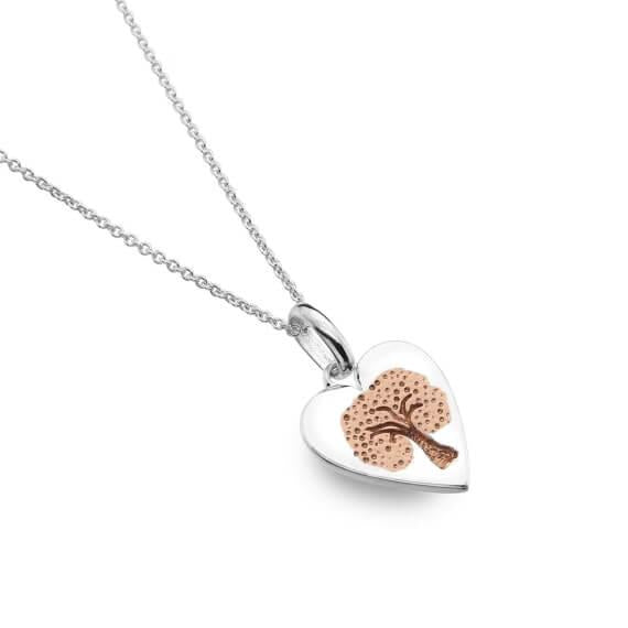 Origins Rose Gold Tree In Heart Pendant Neclace