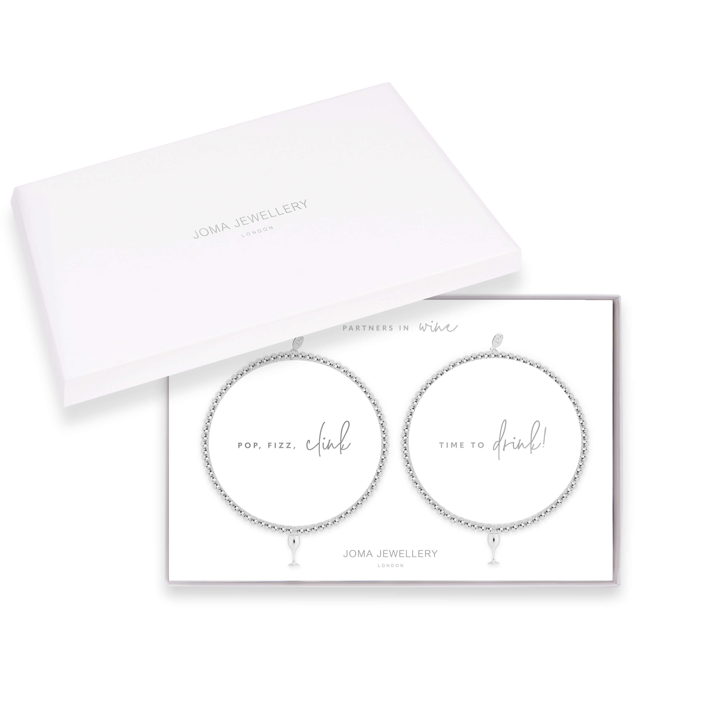 Bracelet Gift Set | Partners In Wine | Silver | Set Of 2 Bracelets | 17.5cm Stretch
