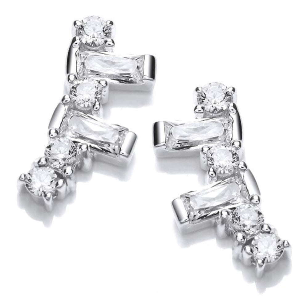 Silver & CZ Climber Geo Earrings