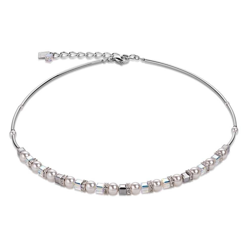 Silver Crystals & Pearls Necklace