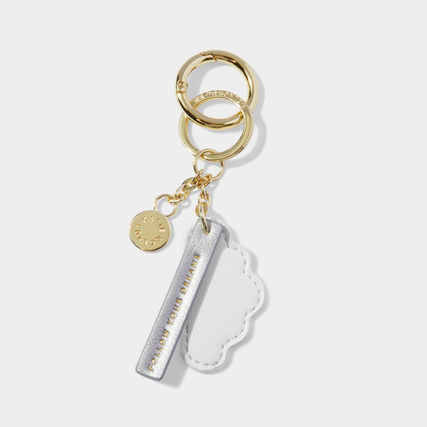 Chain Keyring 'Follow Your Dream' in White