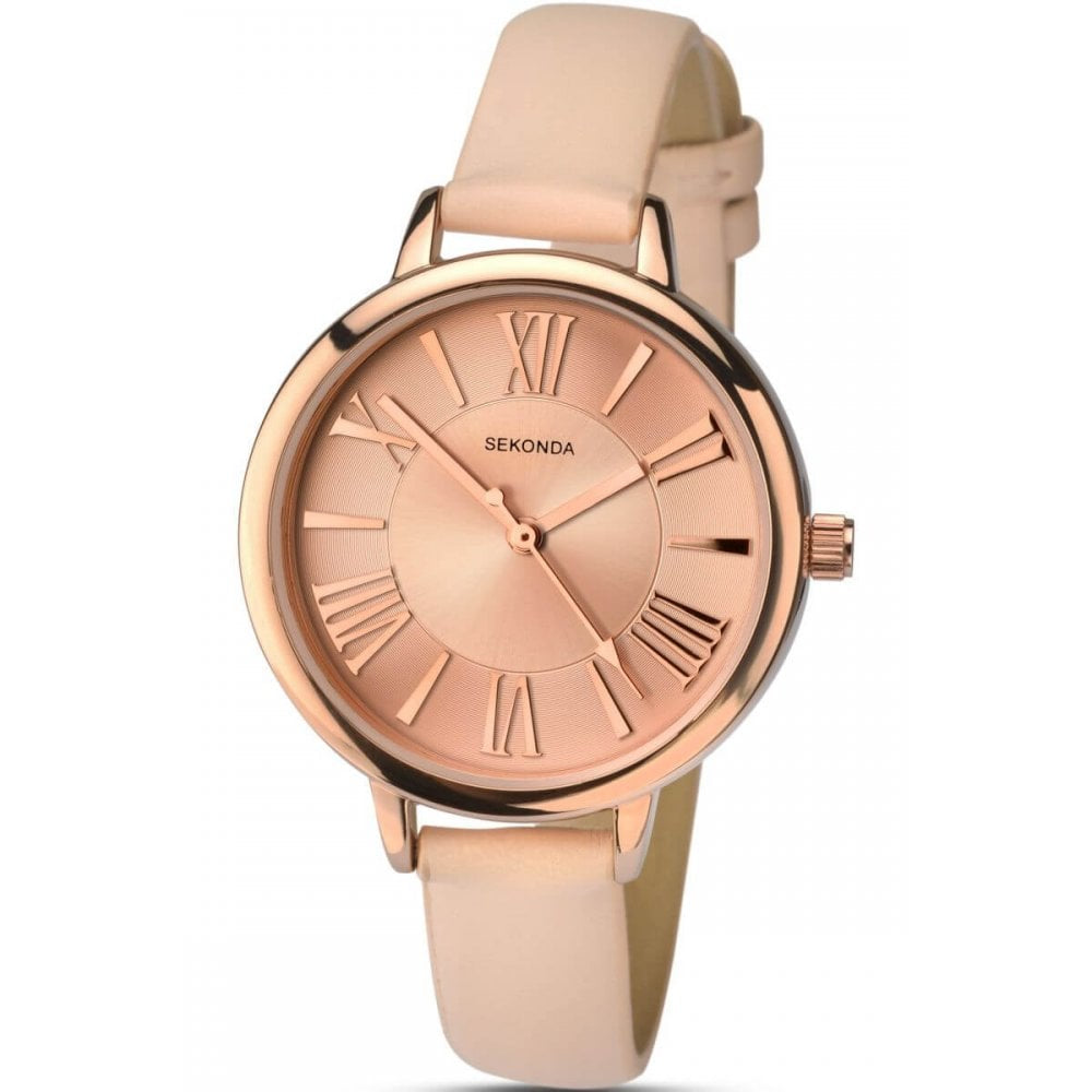 Womens Rose Gold Cream Wristwatch