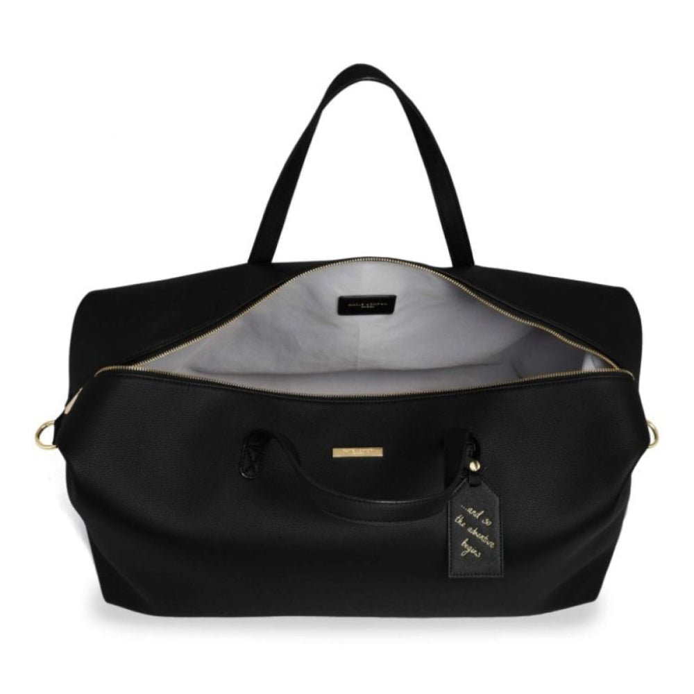 WEEKEND HOLDALL - AND SO THE ADVENTURE BEGINS - Black - 32x30x25cm