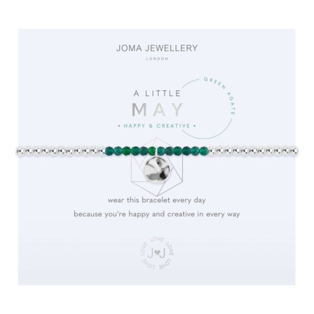 A Little | Birthstone May Green Agate | Bracelet | 17.5cm Stretch