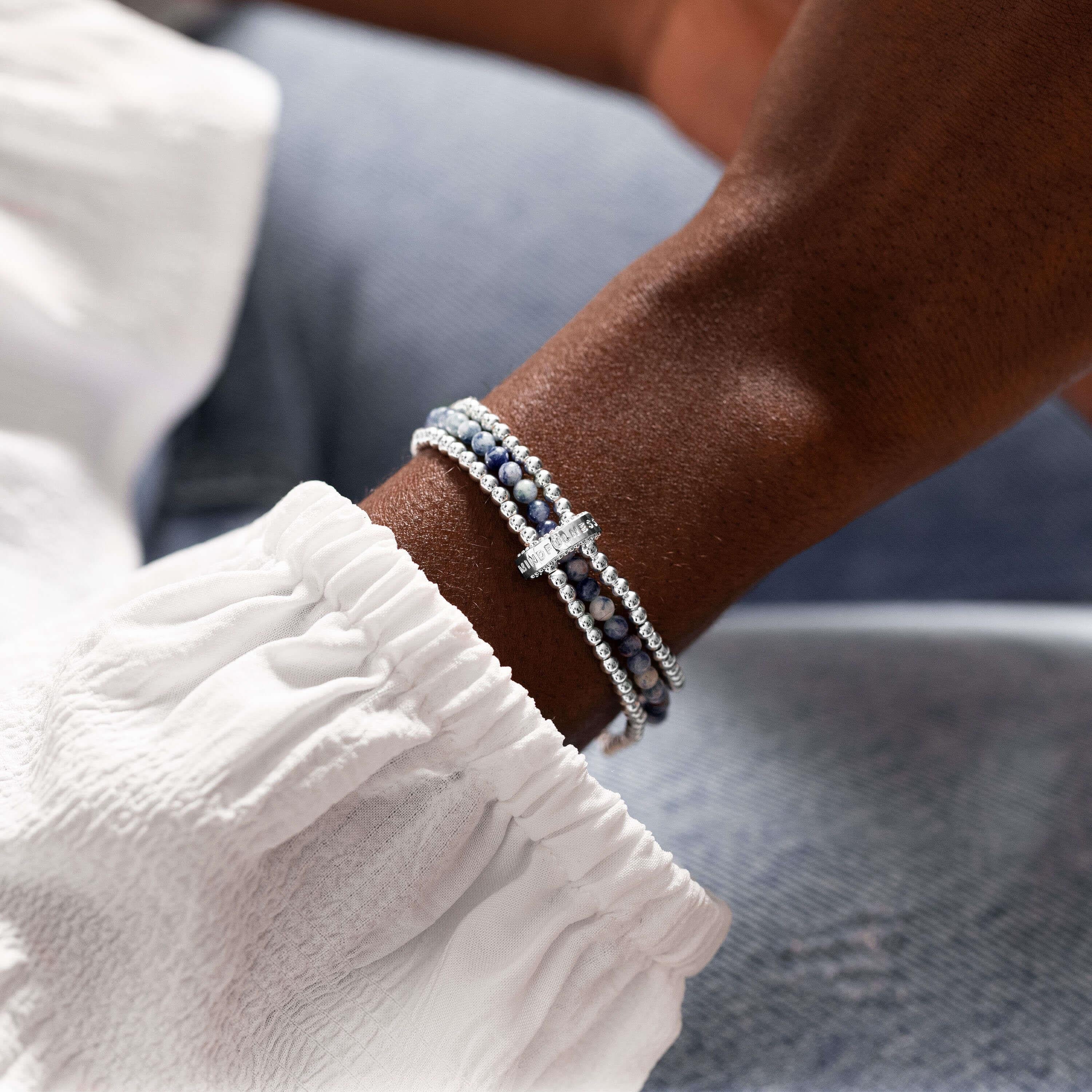 Wellness Stones | Silver | Blue Lace Agate Bracelet | 17.5cm Stretch
