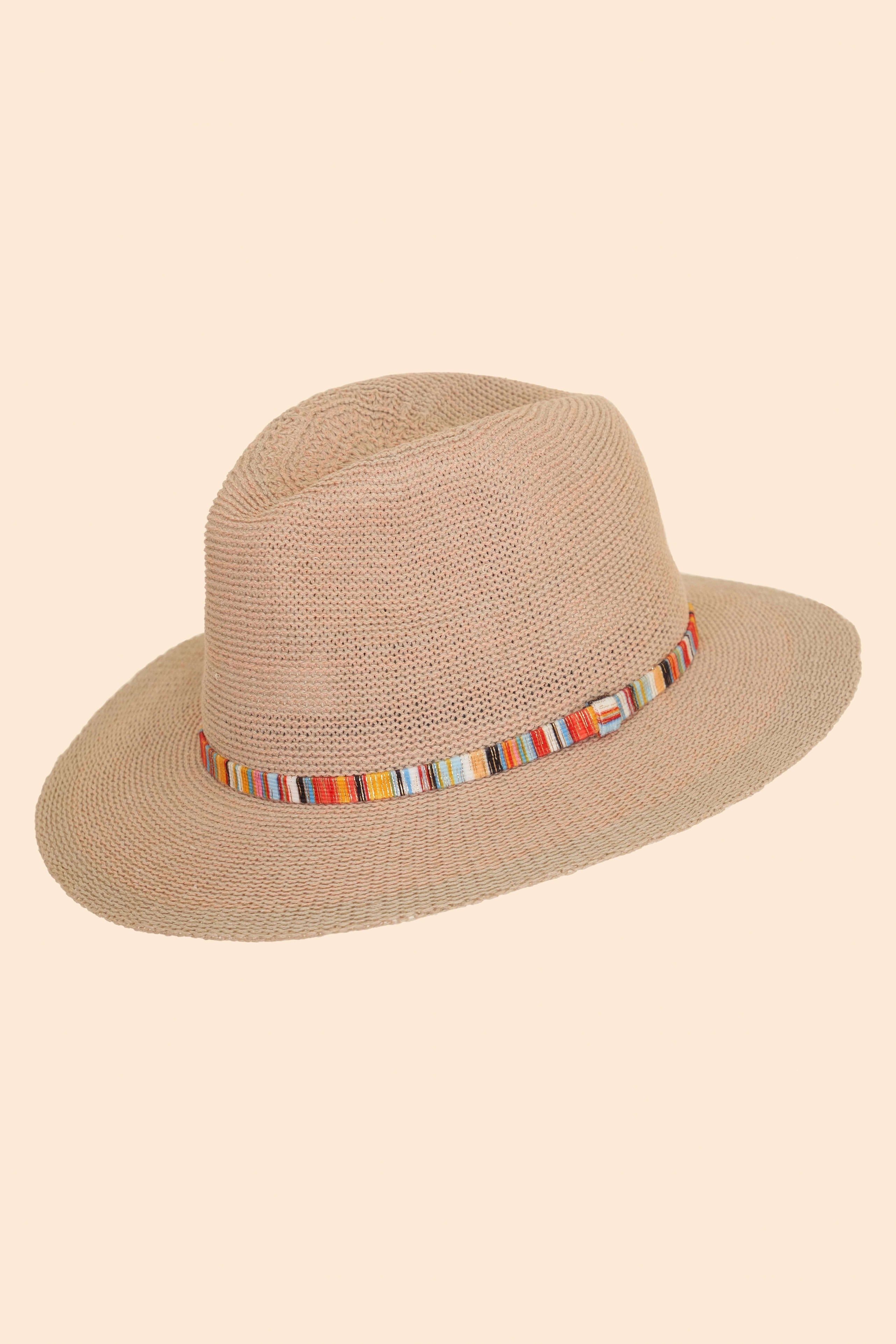 Natalie Packable Hat In Blush With Shimmer Band