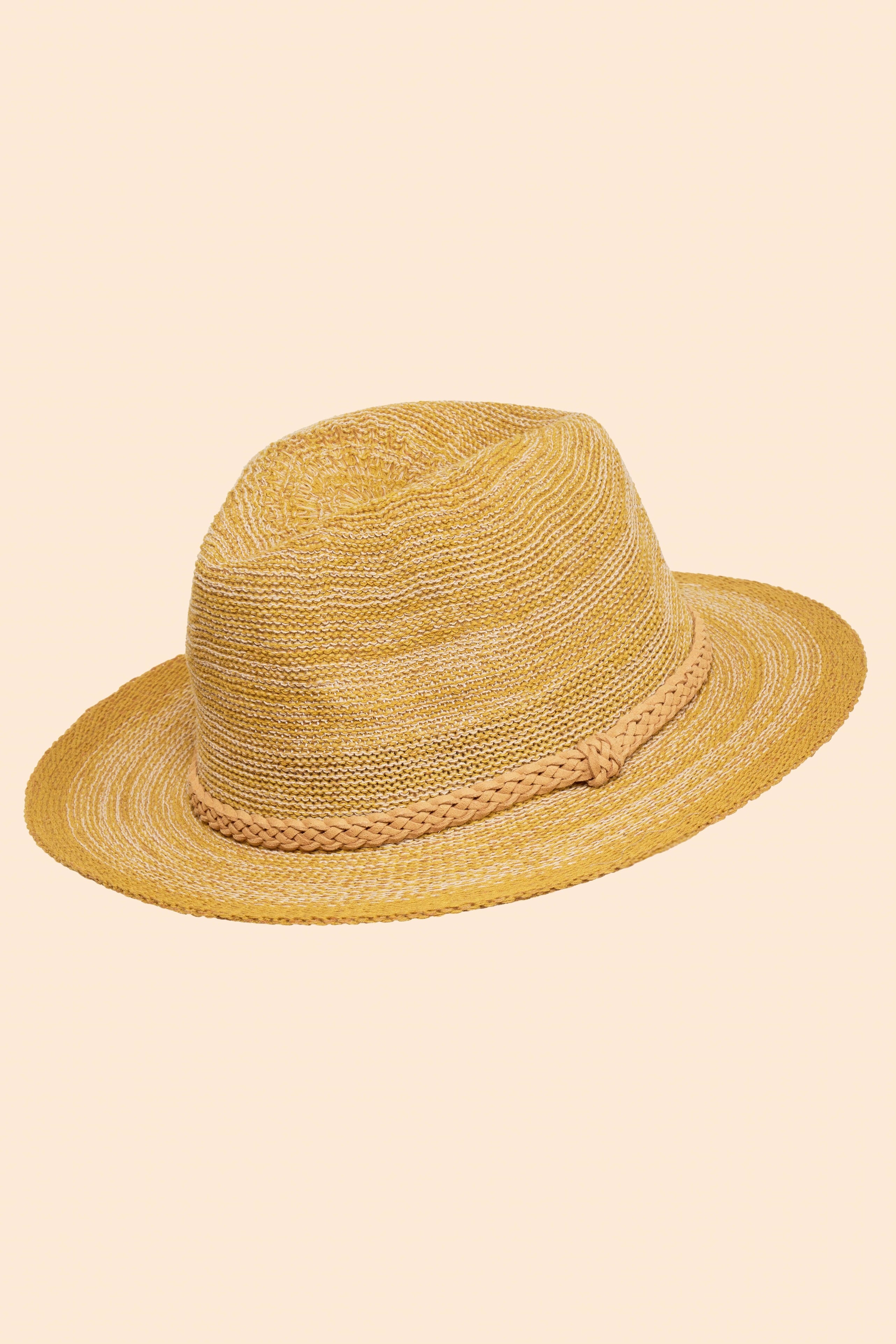 Natalie Packable Hat In Mango With Braid Band