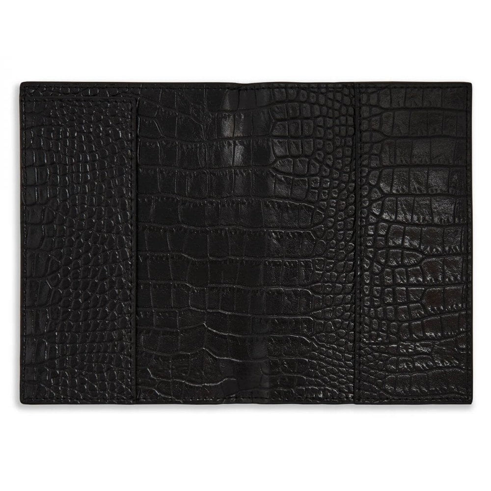 Celine Faux Croc Passport Holder | Black | 14.5 X 10 X 0.8cm
